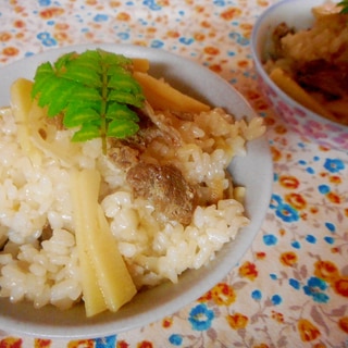 タケノコと甘辛豚の炊き込みご飯